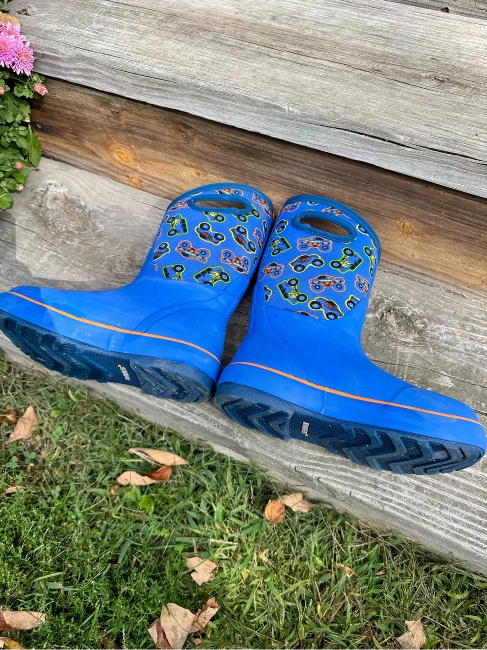 Bog Boots Kid’s Blue Trucks Waterproof Winter Boots